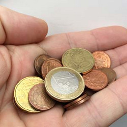 kleingeld in der hand